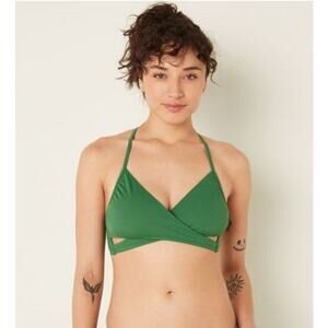 Pink Victoria Secret Body Wrap Bikini Top & V Crossover Bottom Women Small Green